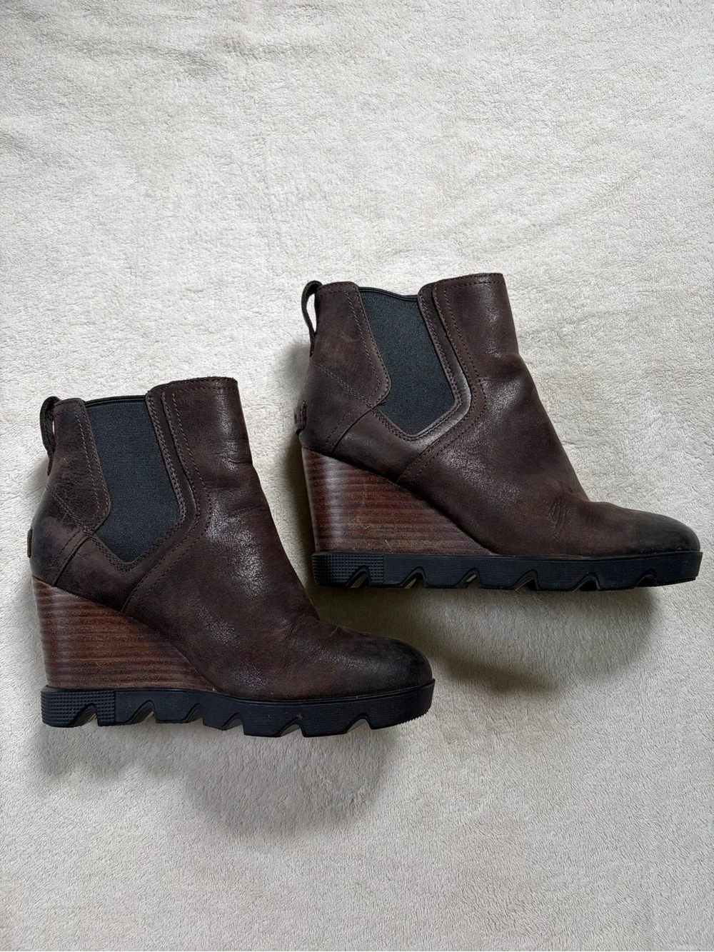 Sorel Leather Joan of Arctic Uptown Chelsea Wedge Boots